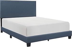 Lexicon Upholstered Panel Bed, Full, Blue