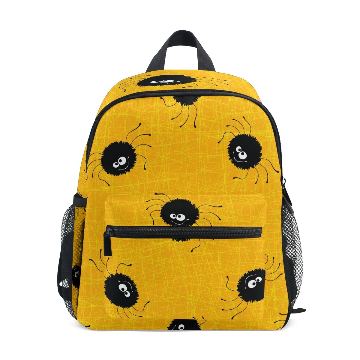 Kids Backpack, Funny Spider Printed Personalised Lightweight Preschool Bag for Children Girls Boys Yellow