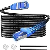 Veigrvy Cat6A Outdoor Ethernet Cable 30 ft, 23AWG 10Gbps 550MHz high-Speed CAT6A Cable, Internet Cable Direct Burial Waterproof LLDPE Jacket UTP UV LAN Network Ethernet Cord with 20 Cable Ties