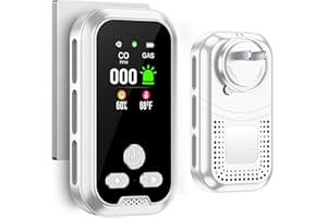 HAKINAKU 4IN1 Plug in Natural Gas & Carbon Monoxide Detectors Combination Builti-in 2000 mAh Backup Battery HD Screen [Propane Methane Gas CO Temp Humidity Sensor] Alarm for Home Hotel RV (White)