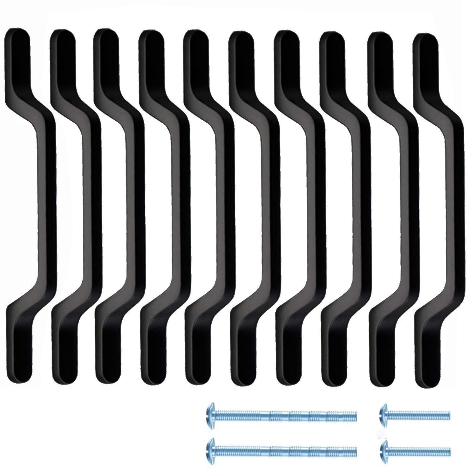 Fanruier Black Matt Cabinet Handles Suitable for Cabinets, Drawers, Shoe Racks, Wardrobe Handles (10, 192mm)