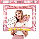 POPOYU 30th Birthday Decorations, Rose Gold Inflatable Photo Booth Frame view 6