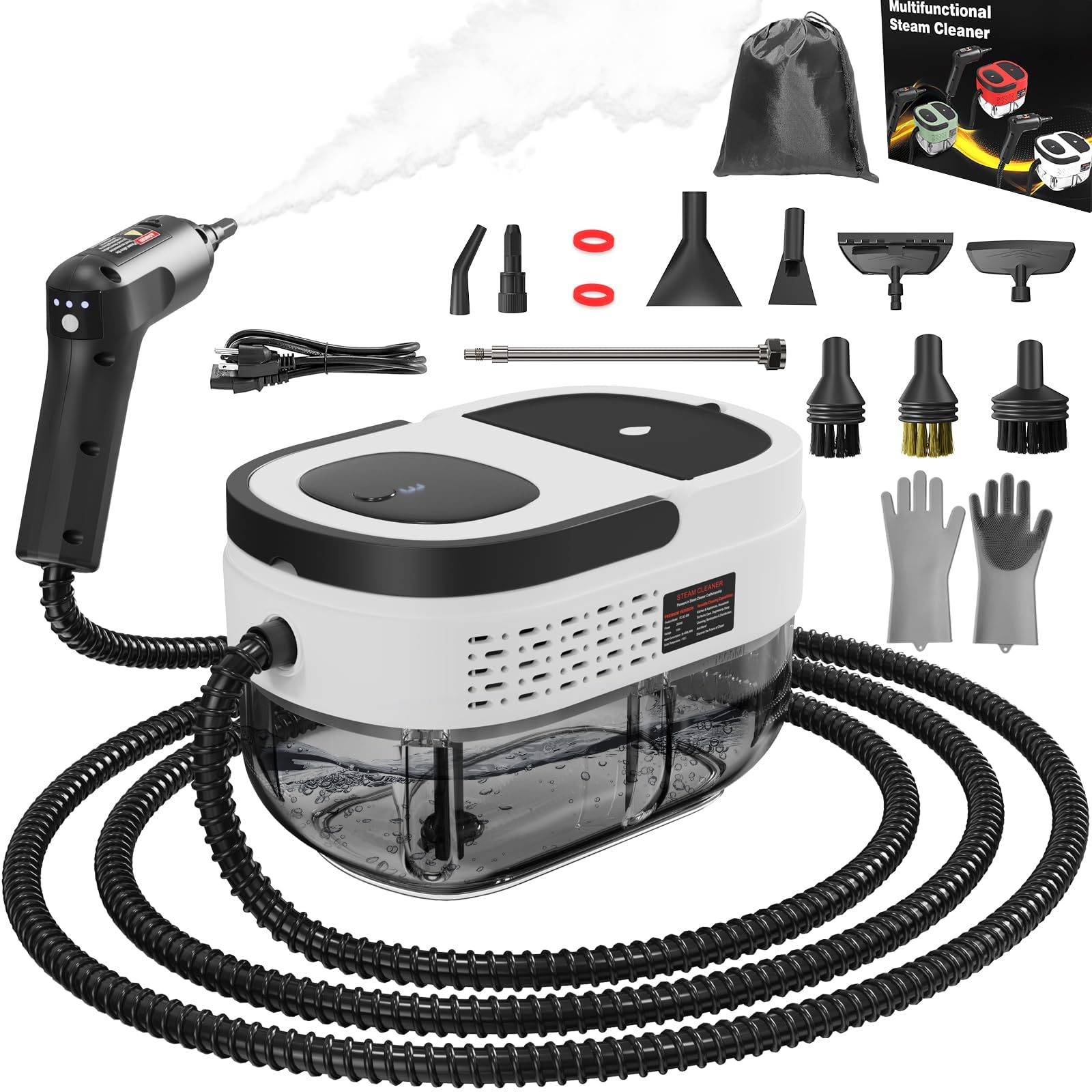Photo 1 of *Missing Parts***MISSING POWER CORD**
Handheld Steam Cleaner for Home, 2500W High Pressure Steam Cleaner for Car Detailing, 3 Steam Levels, 1600Ml Tank, High Heat Steamer for Bed Bugs, Couch, Furniture, Kitchen, Bathroom