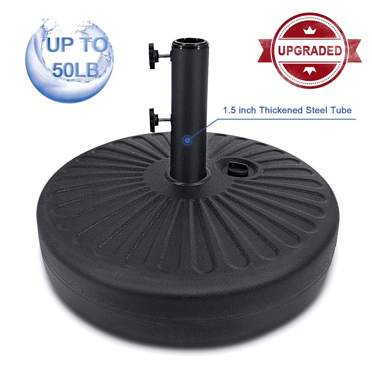 Fruiteam Umbrella Base Heavy Duty Stand Pole Holder Water Filled 50lb Outdoor Patio Umbrella Base 1 5 Inch Thickened Steel Pole Round Base For 6 9ft Straight Pole Garden Umbrellas Buy Online In Japan At Desertcart