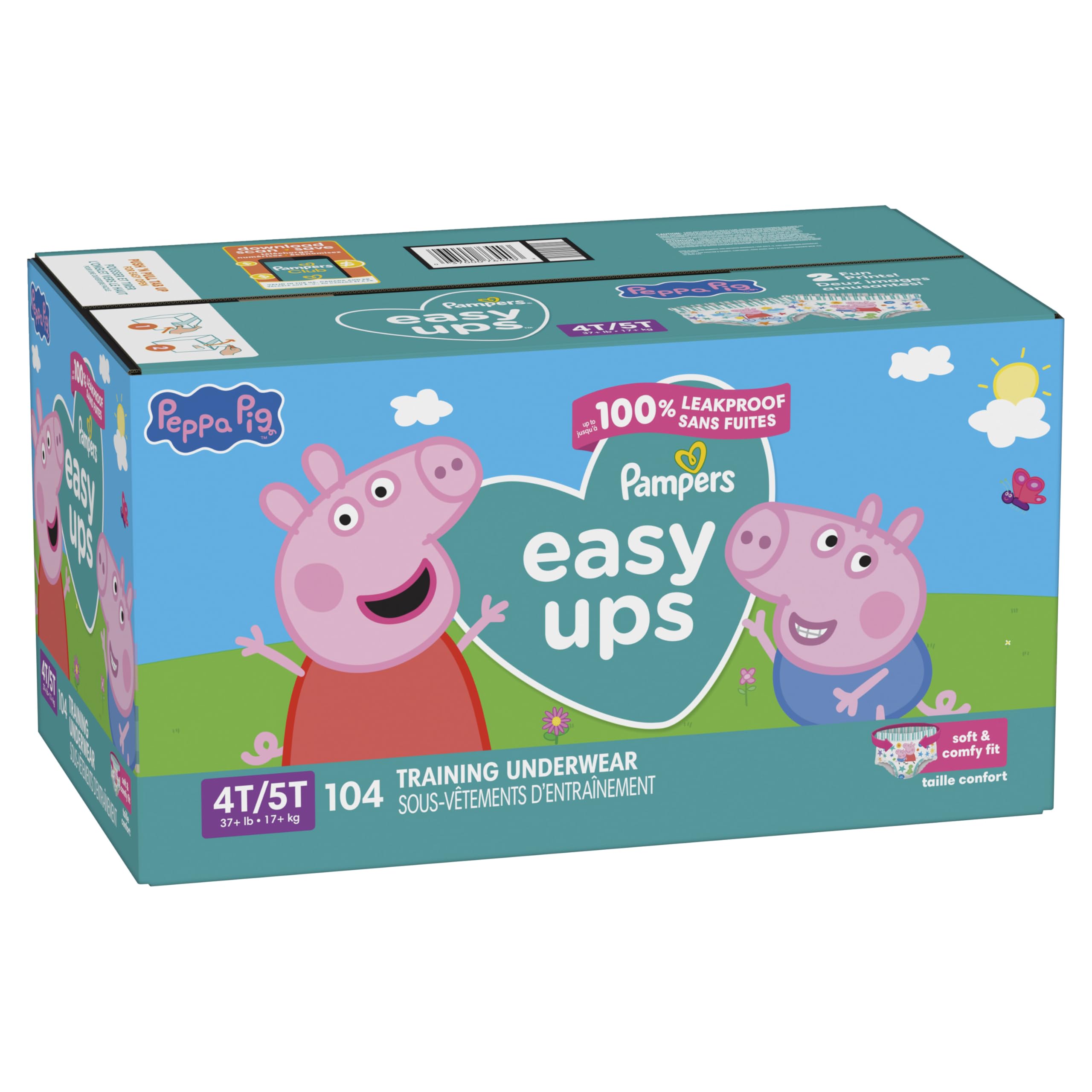 Pampers Training Pants - Easy Ups Girls & Boys - Size 4T-5T, 104 Count, Peppa Pig Potty Underwear (Packaging May Vary)
