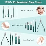 DUAIU 12PC Nail Clippers Manicure Set Stainless Steel with Leather Case view 2