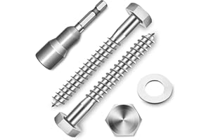 (12-Set) 5/16 x 2-1/2" Lag Bolts for Wood, Stainless Steel Heavy Duty Hex Head Lag Screws, ASME B18.2.1 Commercial/Industrial