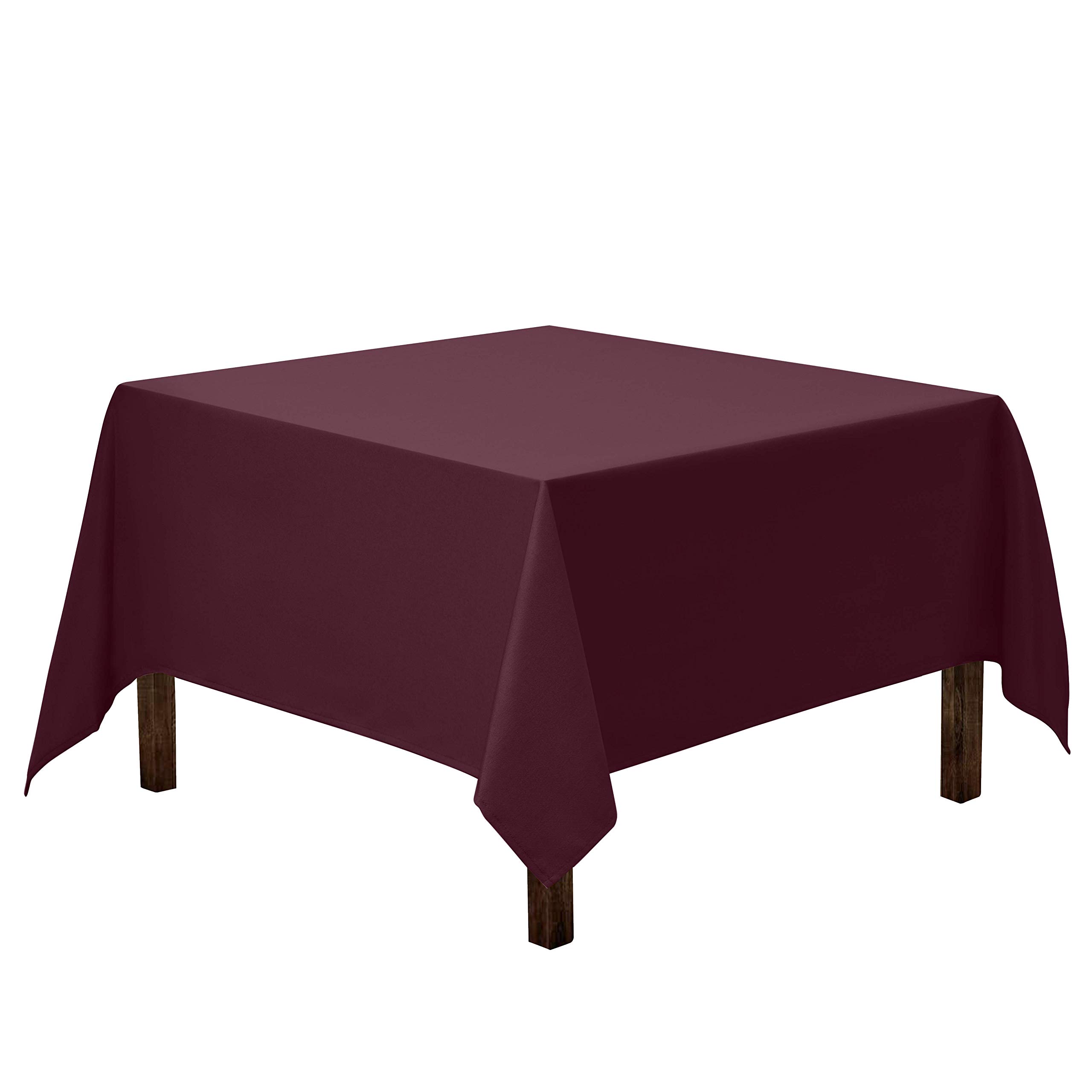 Gee Di Moda Square Tablecloth - 52 x 52 Inch Eggplant Table Cloth for Small Square or Round Tables - Heavy Duty Washable Fabric - for Buffet Table, Holiday Party, Dinner, Wedding & Baby Shower