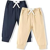 DREAM BUS 2 Pack Toddler Boy Pants with Pockets Baby and Toddler Jogger Pants, Cotton Sweatpants for 9 Months - 4T