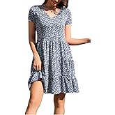 nclook Womens Summer Casual Dress Sweet Cute V Neck Mini Dress with Pocket Short Sleeve