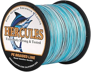 HERCULES Cost-Effective Super Cast 8 Strands Braided Fishing Line 10LB to 300LB Test for Salt-Water,109/328/547/1094 Yards(100M/300M/500M/1000M),Diam.#0.12MM-1.2MM,Hi-Grade Performance,Variety Colors