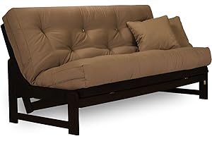 Nirvana Futons Arden Armless Dark Espresso (Near Black) Wood Futon Frame Only, Full or Queen Size - Solid Hardwood Sofa Bed Frame, Space Saving Design Ideal for Small Rooms