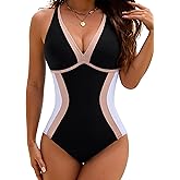 BMJL Womens One Piece Swimsuit Slimming Tummy Control Bathing Suit Color Block Shapewear Swim Suits 2025