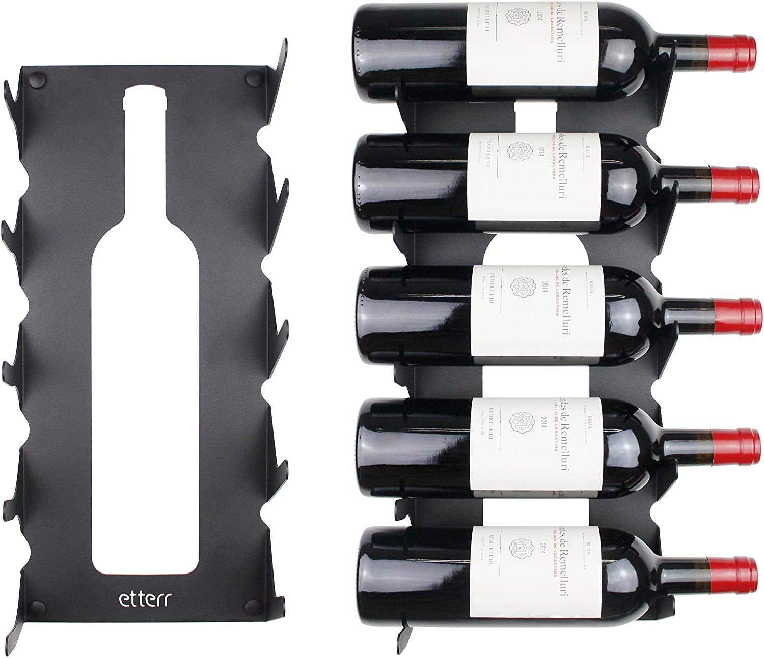 etterr | Pack of 2 Wine Racks | up to 5 Bottles | 100% Steel | Made in Europe | Wall Wine Rack | Wall Mounted Wine Rack | Wine Rack for Cupboard | Bottle Rack | Wine Racks Free Standing | Bar Shelves
