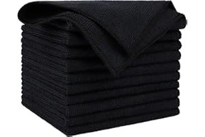 AIDEA Microfiber Cleaning Cloths Black-10PK, Microfiber Towels for Cars, Premium All-Purpose Car Cloths, Dusting Cloth Cleani