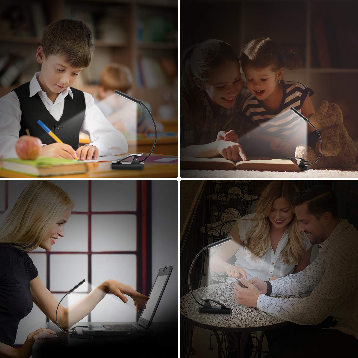 9 LED Luz de Lectura Libro, YINSAN Lampara Lectura Recargable con Sensor Táctil, 3 Modos de Brillo Ajustable (Luz Cálido y Blanco), Luz Pinza Libro para Lectores Noche, E-Reader, Estudio, Cama, Tablet