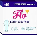 FLO Extra Long Bamboo Sanitary Pads 10 Pack Organic Vegan Cruelty Free