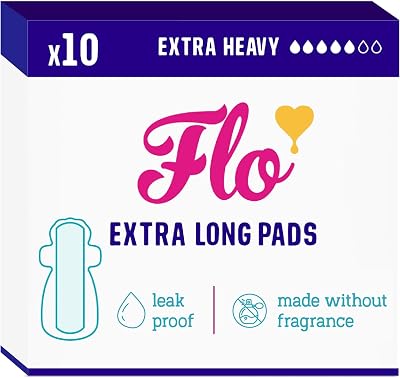 FLO Extra Long Bamboo Sanitary Pads 10 Pack Organic Vegan Cruelty Free