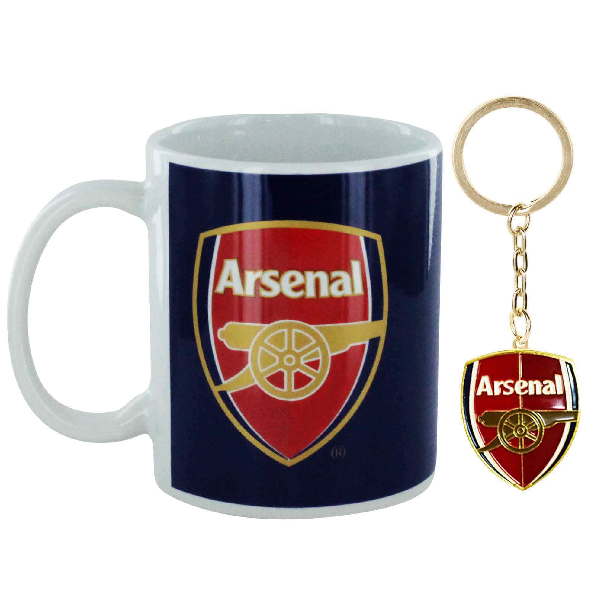 Official Arsenal FC (Premier League) 11oz Ceramic Mug & Keyring Gift Set