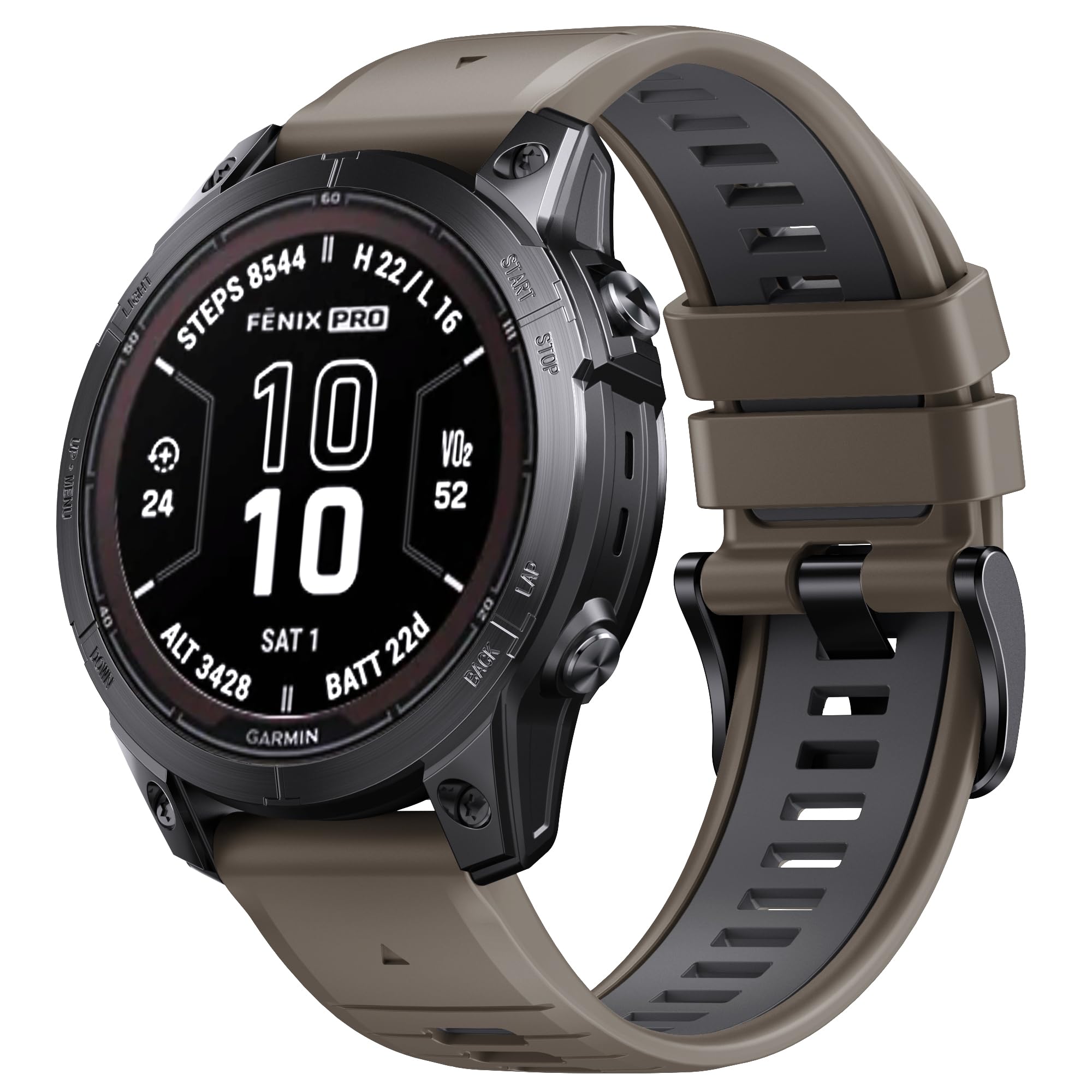 Photo 1 of NotoCity for Fenix 7 Pro Band 22mm Width Fenix 6 Strap for Fenix 5/Fenix 7/Fenix 5 Plus/Fenix 6 Pro Soft Silicone Watch(Brown Dark-Gray)