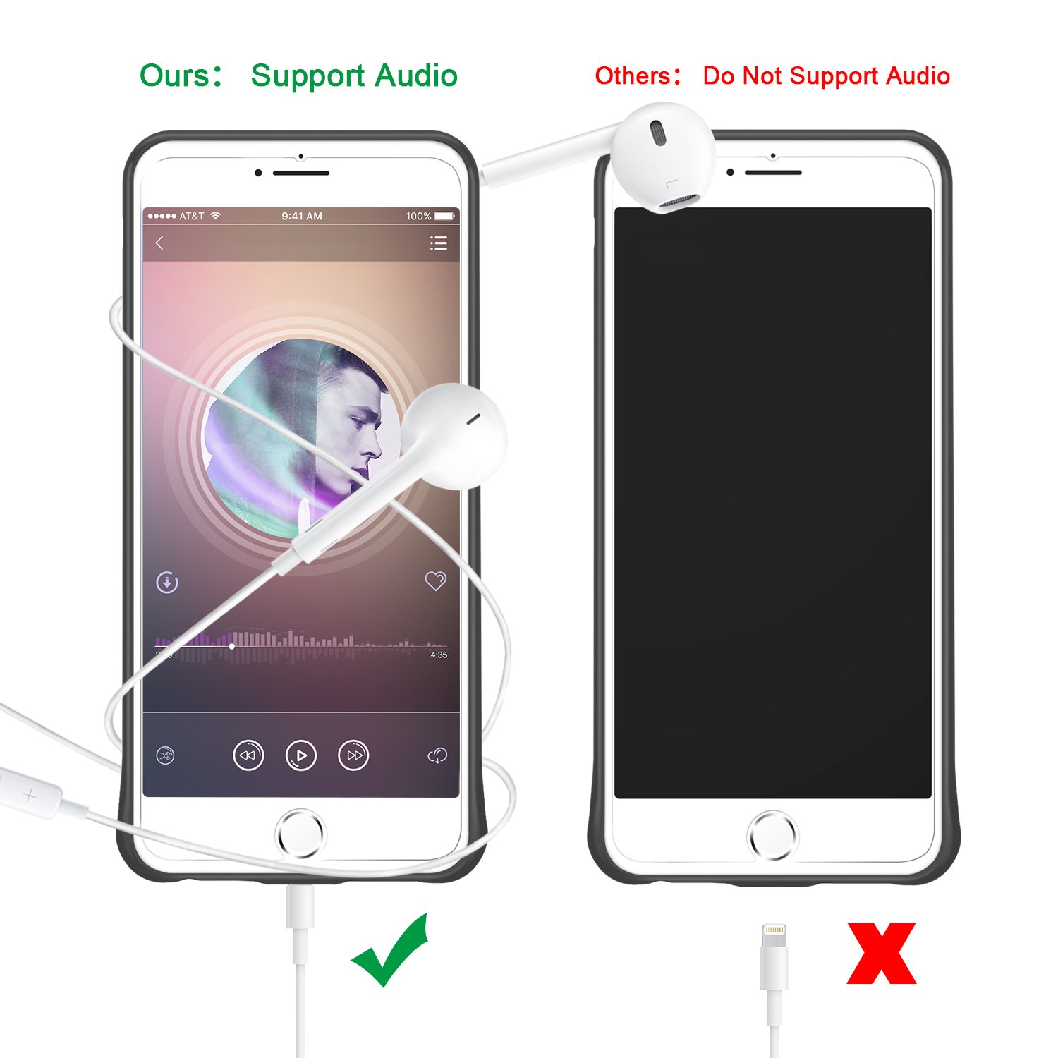 iPhone 8 Plus / 7 Plus / 6s Plus / 6 Plus Battery Case, LoHi 7000mAh Capacity Support Headphones Ultra Slim Extended Battery Rechargeable Protective Portable Charger 5.5 Inch Black