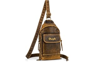 Wrangler Men's Sling Backpack Purse Crossbody Shoulder Bag with Adjustable Strap Vegan Leather Crossbody Bags for Men Women