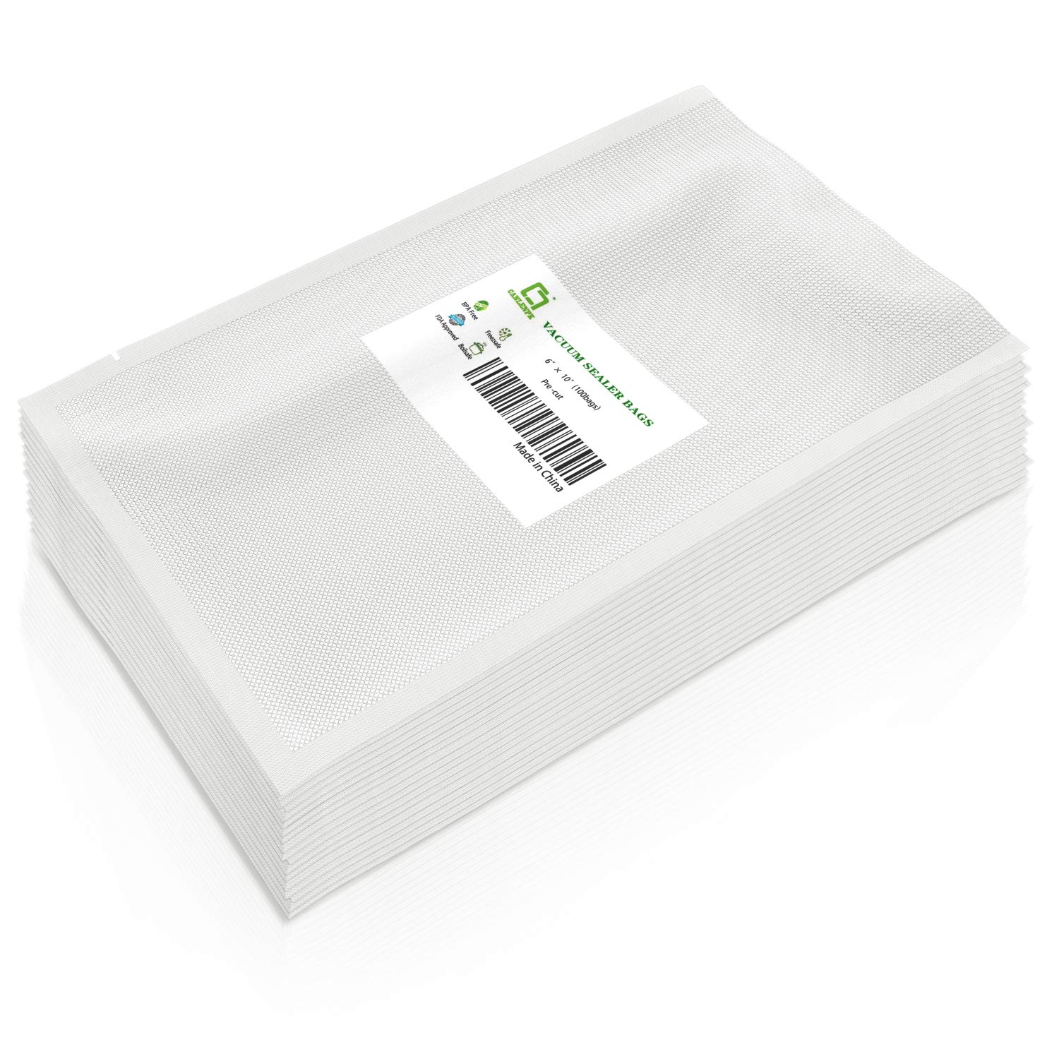 CANLENPK 6×10Inch/15x25cm Vacuum Sealer Bags,Pint SizePrecut Food Storage Bag,Seal Meal Snack Fruit Nut etc,Boil Steam Heat Freeze Safe,Commercial Grade Heavy Duty Sealable Sous Vide Bags(100PCS)