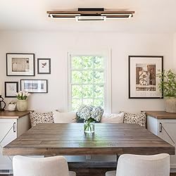 Lingkai 39.3" LED Modern Ceiling Lights Wooden