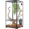 WACOOL 50 Gallon Reptile Tank, Front Opening Chameleon Cage 18" x 18"x 36", 3-in-1 Side Design (Glass or Mesh+Glass), Bio Deep Base 10" Vertical Reptile Cage for Frog Iguana