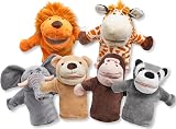 JOYIN 6Pcs Kids Hand Puppet Set with Working Mouth Elephant Giraffe Lion Bear view 8