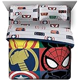 Jay Franco Marvel Avengers Emblems 7 Piece Queen Bed Set - Includes Comforter & Sheet Set Bedding - Super Soft Fade Resistant Microfiber (Official Marvel Product)
