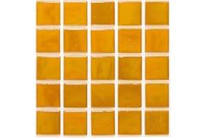 URBN.DESIGN URBN Contemporary Golden Caramel Yellow Iridescent Glass Mosaic Tile for Indoor and Outdoor - Sample Tile (4-1/3 inches x 4-1/3 inches, 0.13 SQ FT)