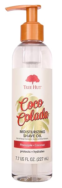 TREE HUT BARE COCO COLADA MOISTURIZING SHAVE OIL, 7.7 FL OZ, GEL-TO-OIL FORMULA, ULTRA HYDRATING BARRIER FOR A CLOSE, SMOOTH SHAVE, FOR ALL SKIN TYPES