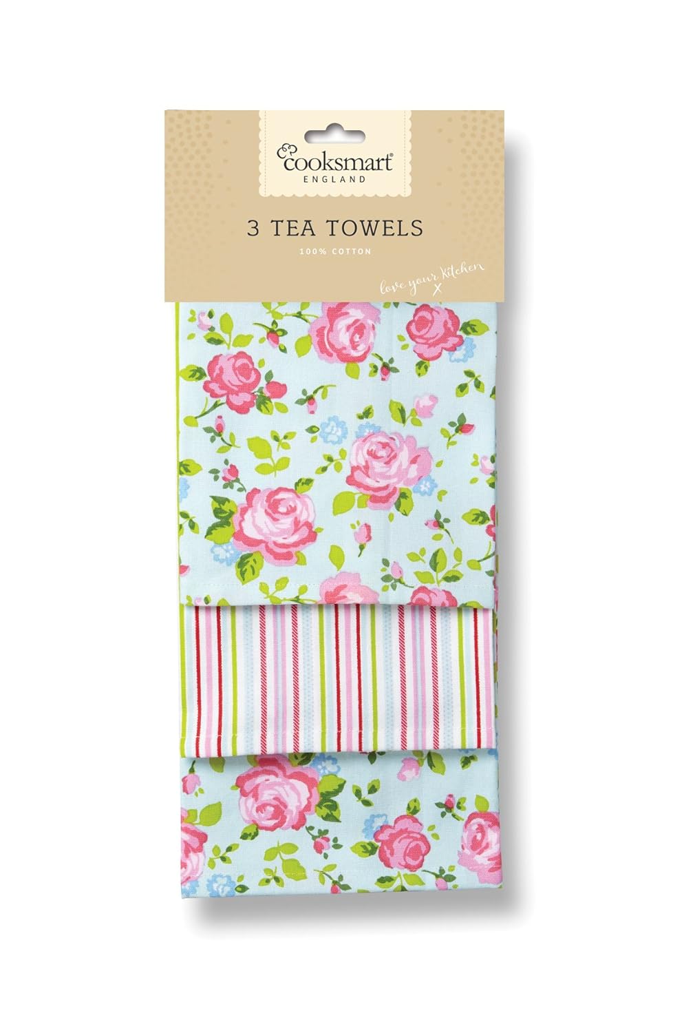 Cooksmart Cotton Tea Towels, Vintage Floral, Pack of 3 Amazon.co.uk Kitchen & Home