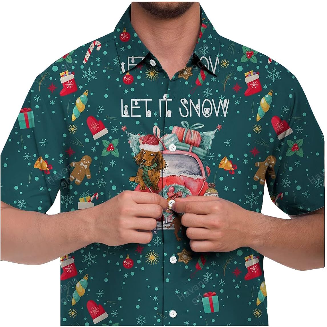 dachshund print hawaiian shirt