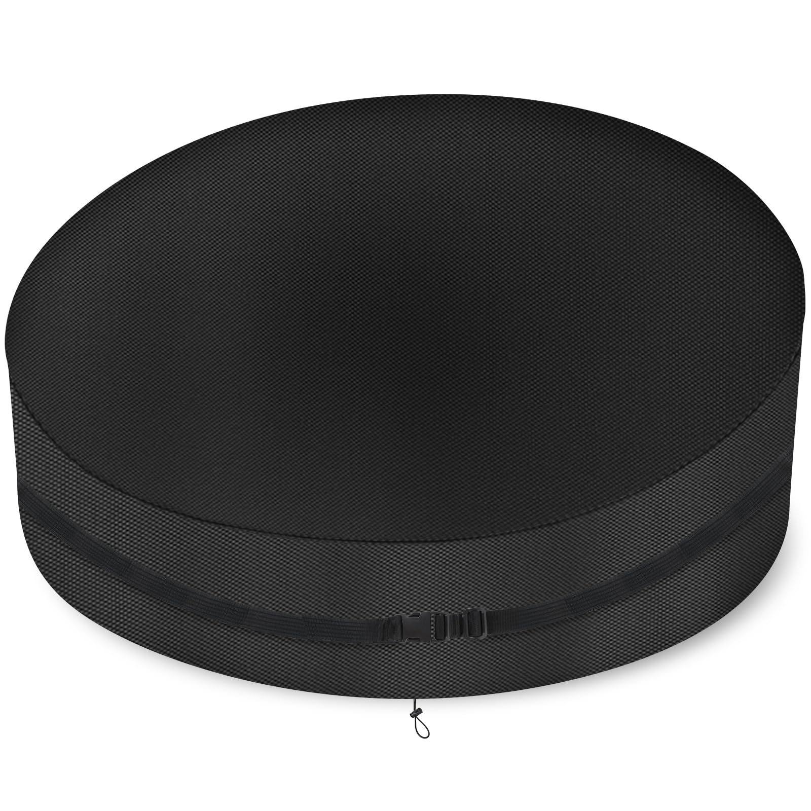 ZOALXZNT 420D Oxford Garden Sun Cover, Waterproof, Round, Black, Adjustable Rope, Buckles