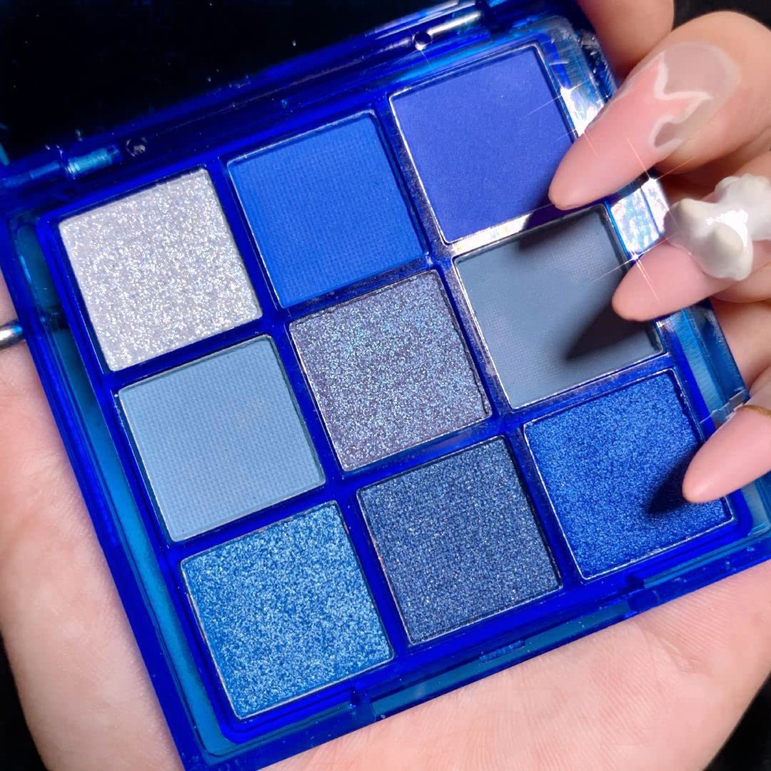 AMY'S DIARY Blue Eyeshadow Palette Eye shadow Makeup,Navy Blue Eyeshadow Shiny Sparkle Shimmer Glitter Eyeshadow Waterproof Pallete,royal blue Glitter Blue Eye Make Up