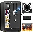 6.0 Cuft Biometric Fireproof Safe For Home Documents, Heavy Duty Safe Box Fireproof Waterproof, Large Digital Security Fingerprint Safes With Keypad, Anti-Theft Alert, Mute Mode For Jewelry Money