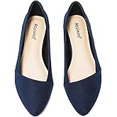Ataiwee Women's Wide Width Ballet Flats - Stylish Pointed Toe Suede, Soft Comfortable Non-slip Sole.