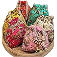 Embroidered Silk Pouch Bag Designer Women Potli Bags Handle Purse Clutch Purse for Women