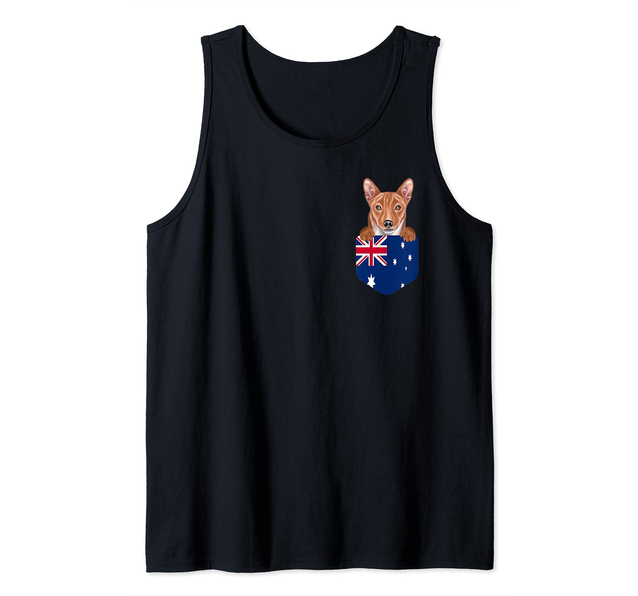 Australia Flag Basenji Dog In Pocket Tank Top
