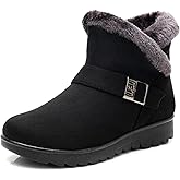 DADAWEN Women's Winter Warm Fur Lined Snow Boots Side Zipper Ankle Boots Outdoor Booties Comfortable Boots for Women