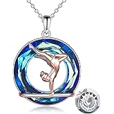 POPLYKE Sports Gifts for Girls Sterling Silver Gymnastics/Ballerina/Piano/Reading Heart-Shaped Pendant Necklace for Women