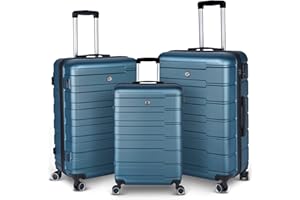 LUMINATERY Luggage Sets 3 Piece Carry On Travel Lightweight Luggage with TSA Lock,Spinner Wheels and Hardshell for Business and Travel,Cyan(20"/24"/28")