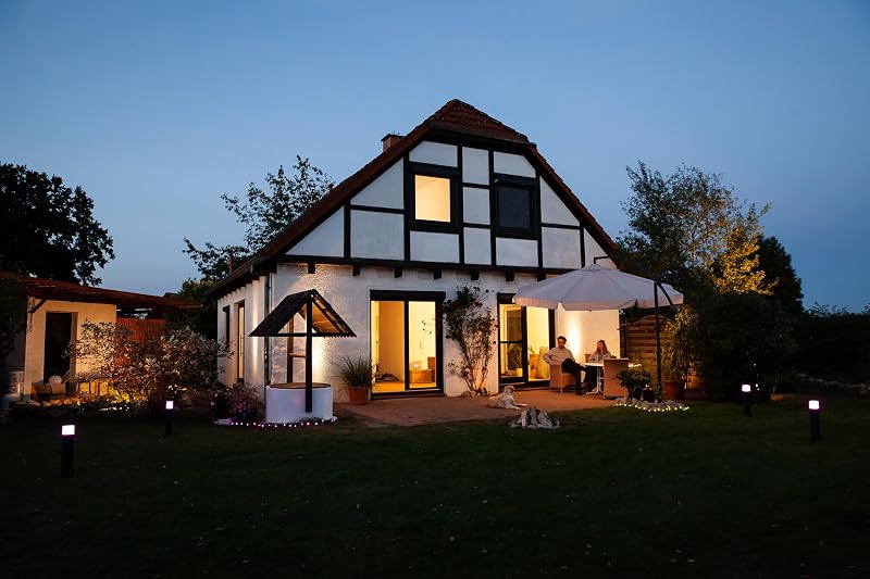Luz de jardim LED inteligente com tecnologia WiFi, extensão por 3 mini postes para exterior, cores RGB intercambiáveis, compatível com Google e Alexa, SMART+ WIFI GARDPOLE MINI