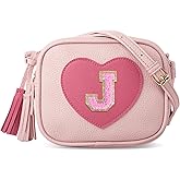 Personalized Initial Toddler Purse for 2-10 Year Old Girls, Little Girl Purse Kids Novelty Wallet Cute Heart Small Shoulder Crossbody Bag with Tassel, Birthday Christmas Gift for Daughter(Pink, J)