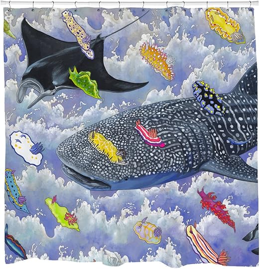 Amazon Com Sharp Shirter Shark Shower Curtain Set Japanese