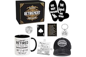 8 Pcs Retirement Gifts for Men 2026, The Legend has Retired Gift Ideas for Man Includes 11Oz Mug Cup Baseball Cap Socks Plaqu