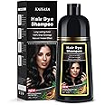 KINGMING Black Hair Dye Shampoo 3 in 1, Hair Color Shampoo for Women Men Grey Hair Coverage, Herbal Ingredients Champu Con Tinte Para Canas 500ml (Black)