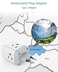 TESSAN Switzerland Plug Adapter, Swiss Travel Power